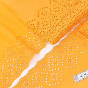 Déstock 2.5m dentelle broderie anglaise coton orange largeur 22cm