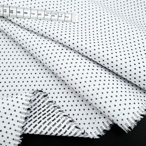 Destock 1m tissu jacquard coton doux motif pois tissé blanc largeur 150cm