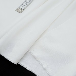 Destock 1m tissu jersey bord-côte 1/1 viscose fluide blanc largeur 190cm 