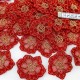 Destock 50 appliques fleur dentelle broderie rouge doré taille 5x6cm