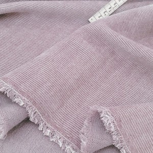 Destock 0.9m tissu lycra jersey velours côtelé épais extra-doux beige rosé largeur 165cm