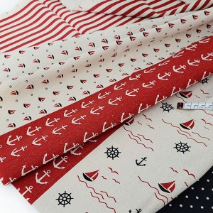 Destock 1.5m tissu japonais lin coton motif thème marin largeur 113cm