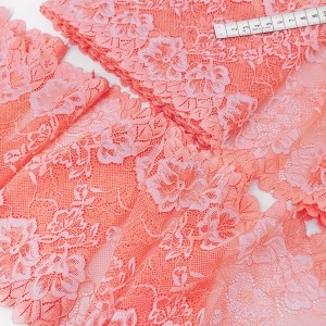 Déstock 4.3m dentelle élastique spécial lingerie fluide rose satinée largeur 18.3cm