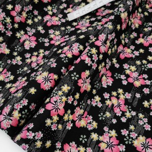 Destock 1.8m tissu japonais velours milleraies coton doux fleuri largeur 112cm