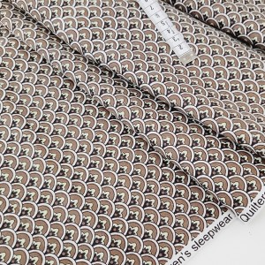 Destock 1.65m tissu flanelle coton vagues seigaiha marron largeur 110cm défaut