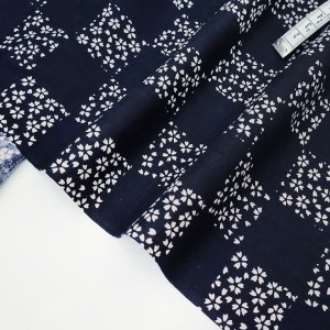 Destock 1.4m tissu japonais lin coton souple motif traditionnel fleuri largeur 112cm