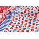 Tissu Japonais LECIEN très doux-pomme étoile rouge bleu x 50cm