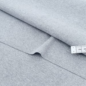 Destock 1m tissu bord-côte 2/2 coton jersey cotelé doux gris largeur 116cm 