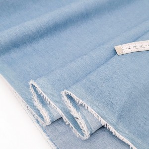 Destock 2.1m tissu jeans fin extra doux bleu clair largeur 160cm 