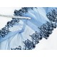 Destock 3m dentelle broderie fine haute couture bleue largeur 31cm
