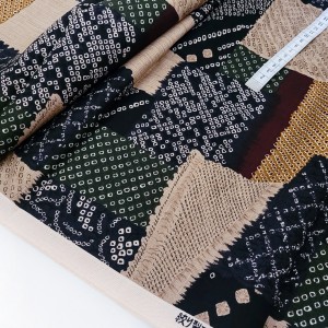 Destock 1.25m tissu japonais lin dobby motif traditionnel largeur 115cm