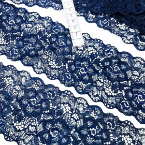 Déstock 8.5m dentelle élastique japonaise haute couture  bleue marine largeur 8cm