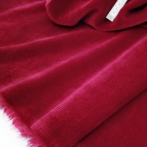 Destock 1.48m tissu jersey velours côtelé épais extra-doux bordeaux largeur 157cm