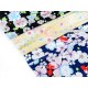 Destock 1.5m tissu japonais lin coton souple fleuri bleu noir jaune largeur 120cm 