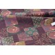 Tissu Japonais coton dobby traditionnel géométrique fleuri fond marron pourpre x50cm 