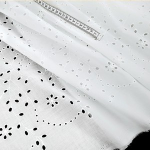 Destock 2m tissu broderie anglaise coton doux blanc écru largeur 150cm 