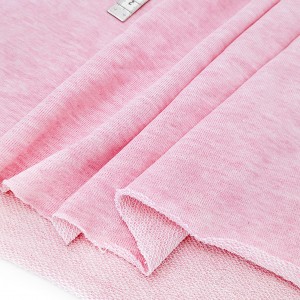 Destock 1.3m tissu jersey sweat polycoton rose chiné grande largeur 190cm