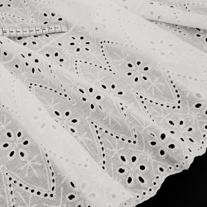 Destock 1.1m tissu broderie anglaise coton fin écru largeur 137cm 