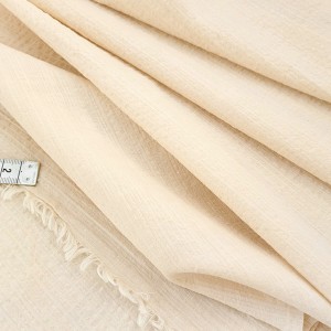 Destock 2m tissu coton gaufré fin extra doux sable largeur 150cm 