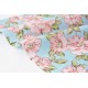 Tissu popeline de coton fleuri rosier vieux rose fond turquoise x50cm 