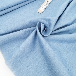 Destock 1.15m tissu jeans fin doux bleu clair largeur 143cm 