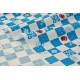 Tissu Japonais coton dobby traditionnel géomérique bleu fond blanc x 50cm