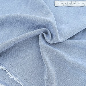 Déstock 3.3m tissu chambray coton polyester tissé teint doux bleu largeur 133cm 