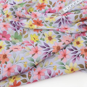 Destock 1.4m tissu mousseline polyester imitation soie imprimé fleuri largeur 150cm