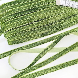 Déstock 22m ruban velours lurex vert brillant largeur 1cm