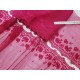 Destock lot 6.9m dentelle broderie tulle brodé haute couture framboise largeur 22cm