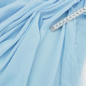 Destock 1.4m tissu crépon coton doux bleu largeur 130cm 