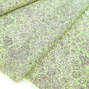 Destock 3m tissu japonais coton souple imprimé fleuri fond vert largeur 112cm