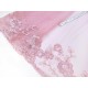 Destock 0.9m tissu dentelle broderie tulle brodé en polyester rose largeur 46cm 