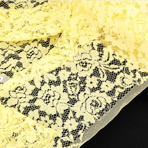 Destock 2m tissu dentelle brodé fluide jaune largeur 108cm 