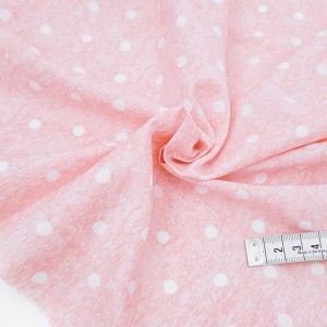 Destock 2.1m tissu popeline coton soyeux rose chiné pois blanc largeur 113cm