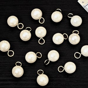 Déstock lot de 15 boutons perles ronds écru diamètre 11mm