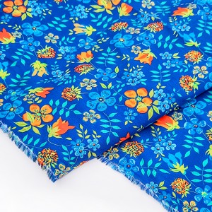 Destock tissu liberty tana lawn edenham bleu orange 0.9m