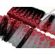 Destock 6m dentelle broderie tulle brodé fine rouge noir largeur 13.5cm