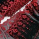 Destock 12.6m dentelle broderie tulle brodé fine rouge noir largeur 14.5cm