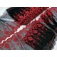 Destock 12.6m dentelle broderie tulle brodé fine rouge noir largeur 14.5cm