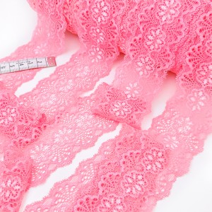 Déstock 16m dentelle élastique lingerie fluide rose largeur 5.4cm