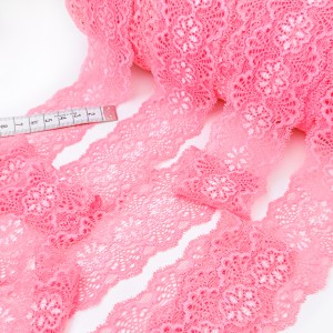 Déstock lot 13.4m dentelle élastique lingerie fluide rose largeur 5.4cm