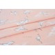 Destock 0.52m tissu batiste coton soyeux oiseau grue fond rose largeur 150cm