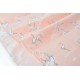 Destock 0.52m tissu batiste coton soyeux oiseau grue fond rose largeur 150cm