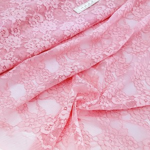 Destock 1.6 tissu dentelle lycra élastique fluide rose largeur 150cm