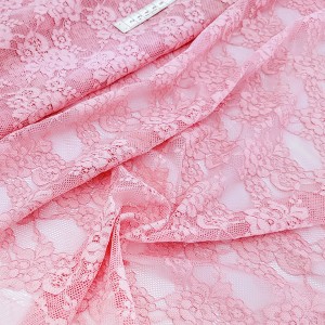 Destock 2m tissu dentelle lycra élastique fluide rose largeur 150cm