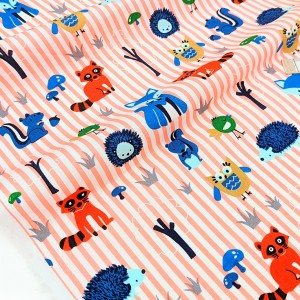 Destock 1.7m tissu popeline coton motif les animaux largeur 147cm