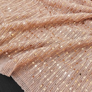 Destock 1.85m tissu tulle lurex plissé doux fluide caramel largeur 157cm