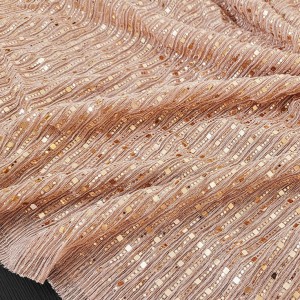 Destock 2m tissu tulle lurex plissé doux fluide caramel largeur 157cm