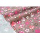 Destock 2m tissu velours milleraies extra doux jolis hiboux fleuri rose largeur 140cm 